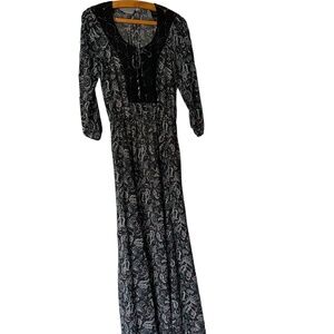 Sheer paisley maxi dress Boho Prairie Ruff Hewn Grey XS NWT